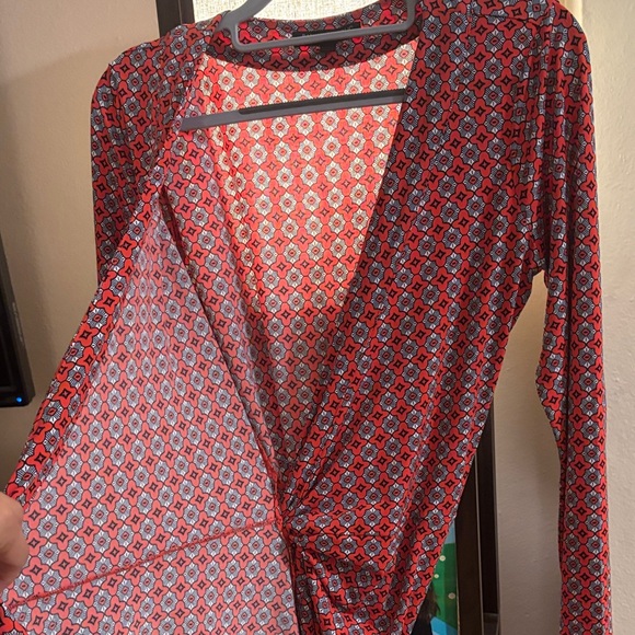 Banana Republic Red Geometric Long Sleeve Dress - Picture 4 of 5
